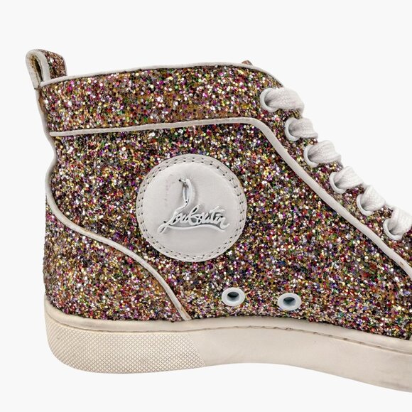 Christian Louboutin Rantus Orlato Glitter High Top Sneakers Size 38 US 8 Women's - Picture 13 of 16